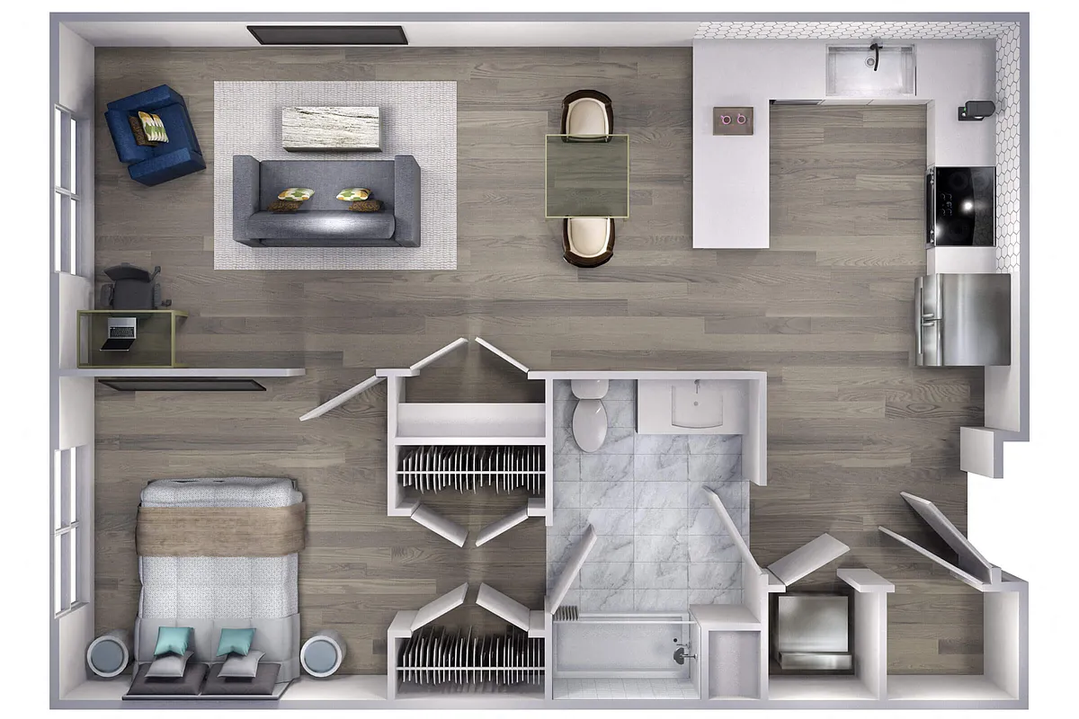Floor plan Avenue F | 1 Bed/1 Bath-A2