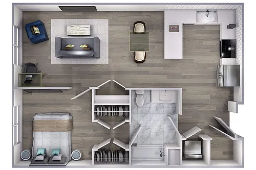 Floor plan Avenue F | 1 Bed/1 Bath-A2