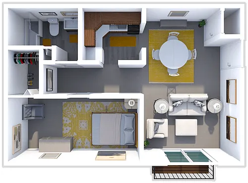 Floor plan LAKE POINT 1 BEDROOM 1 BATH