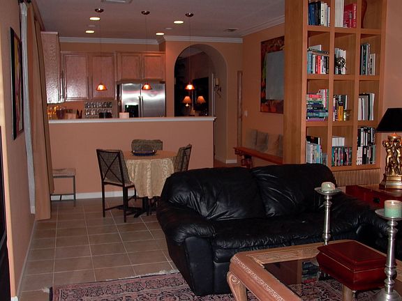 built in shelf, italian tile floor