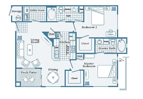 Floor plan Wabash (2 Bedroom)
