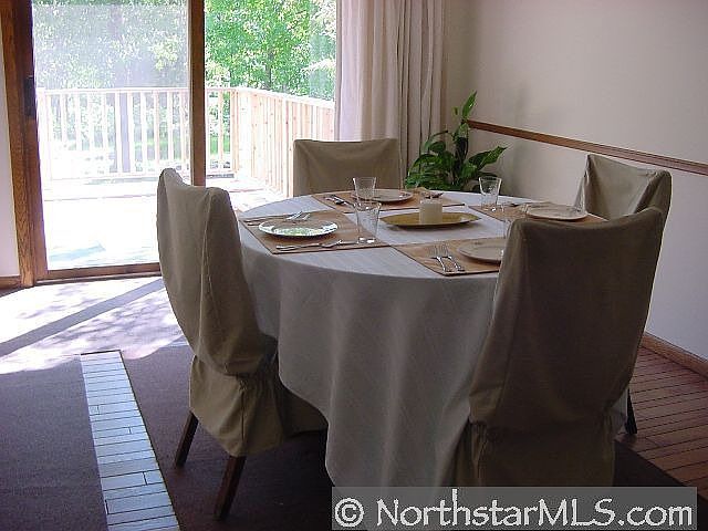 Dining room with wood floor 