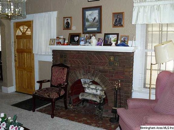 Fireplace in living room.