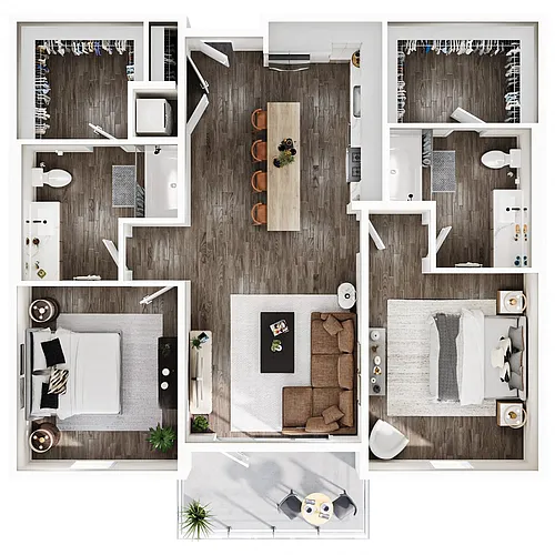 Floor plan 2 Bedroom | 2 Bath | Plan B6