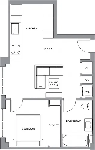Floor plan 1 Bed/1 Bath-675b