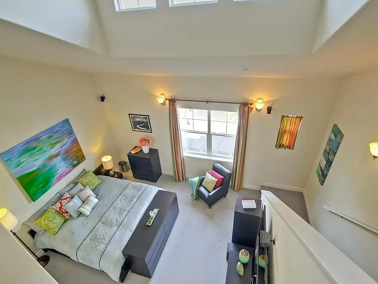 High ceiling master bedroom