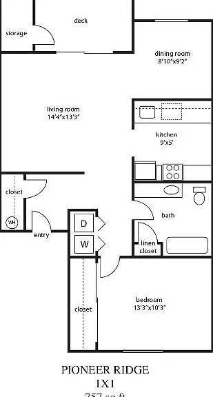Pioneer Ridge 1X1 Floorplan Pioneer Ridge 1X1 Floorplan