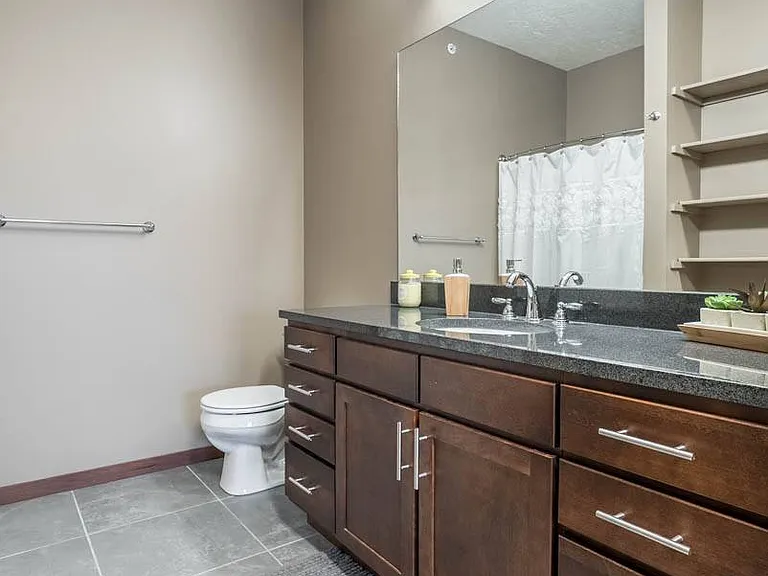 Our bathrooms include spacious vanities with storage, perfect for keeping your essentials organized.