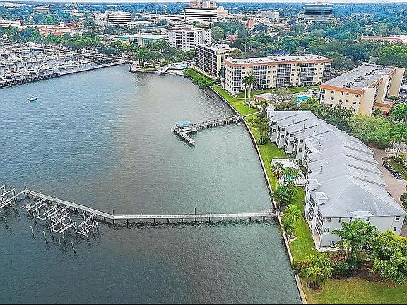 Townhouses on river and dock