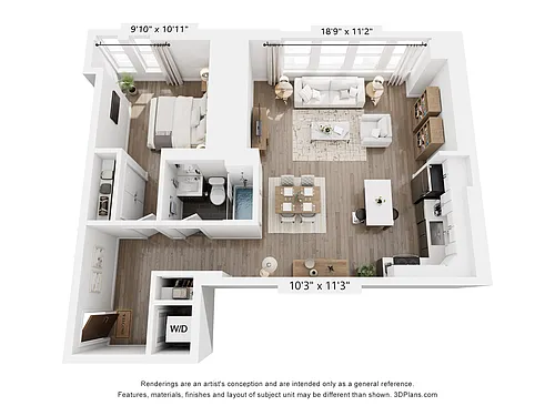 Floor plan 1 Bedroom 1 Bathroom | 910
