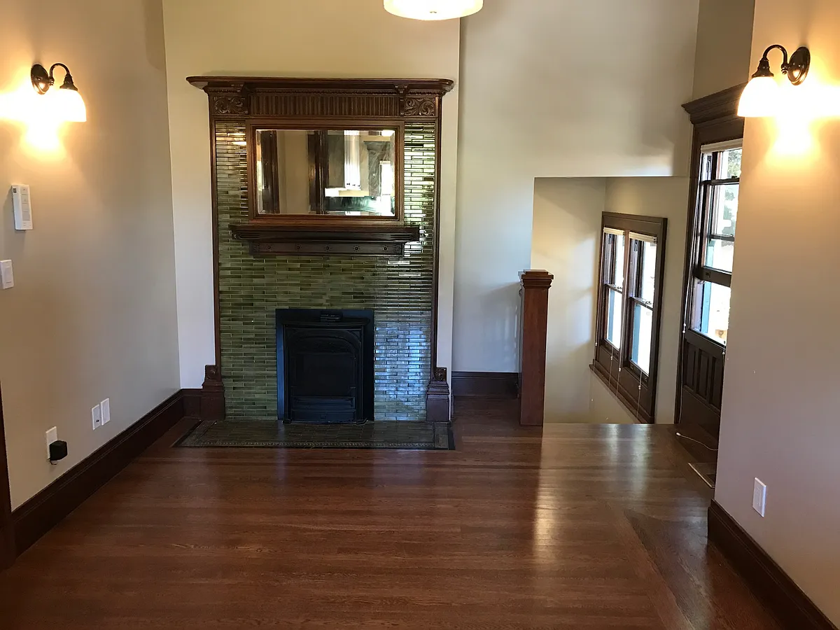 Original tiled fireplace with gas (faux coal) heater for ambience - 930 Pacific Ave #A1