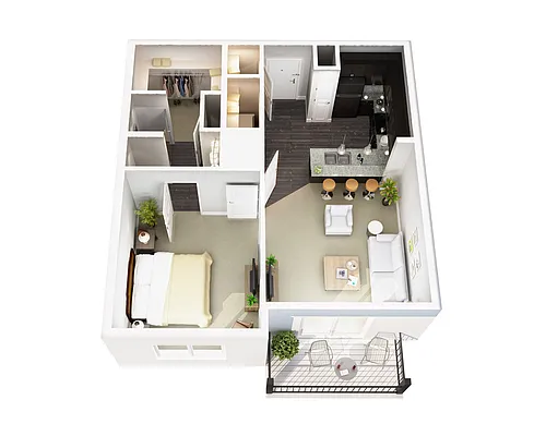 Floor plan One Bed, One Bath A