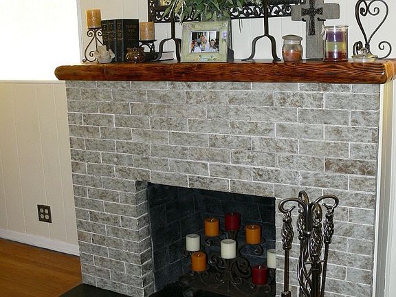 Gorgeous stone fireplace in spacious living room