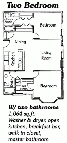 Floor plan 2 Bedroom 2 bath Ranch