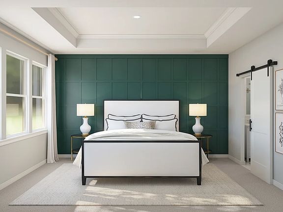 Primary suite with decorative feature wall