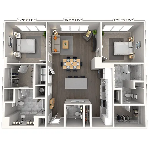 Floor plan B6 2x2 1300 SF-FP