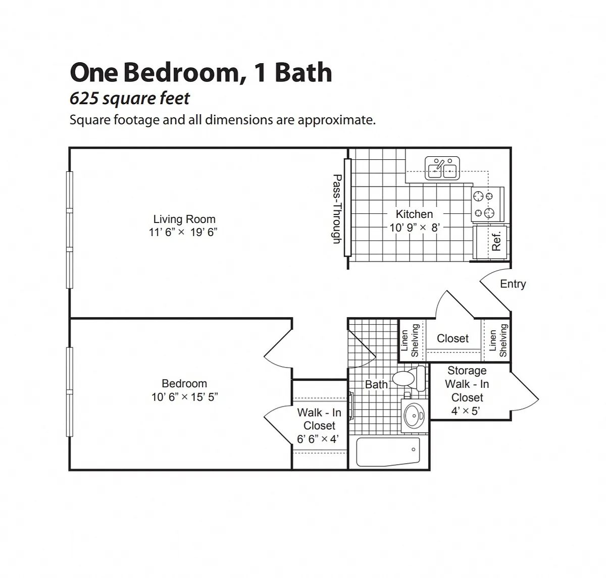 Floor plan Renovated 1 Bedroom (ground nac)