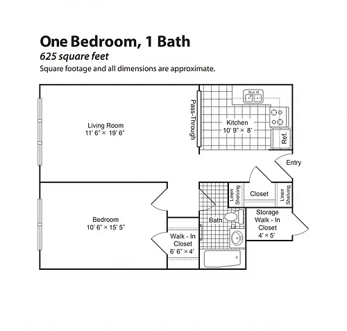 Floor plan Renovated 1 Bedroom (ground nac)
