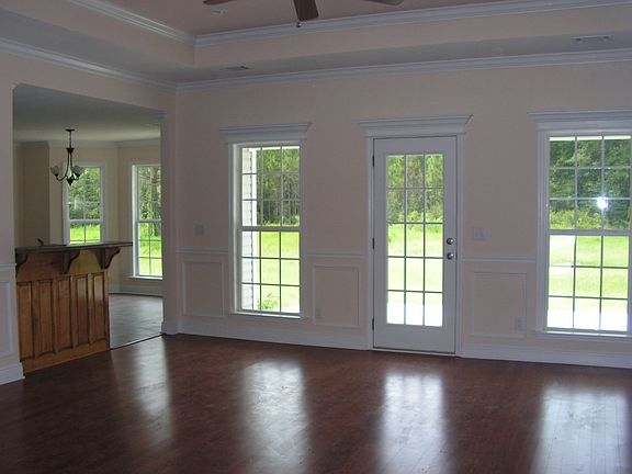 Beautiful laminate floors in family room.