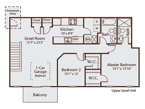 Floor plan Chase Flat B with Garage