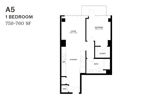 Floor plan One Bedroom A5