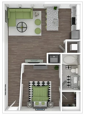 Floor plan S1-The Quaint | 667 SF