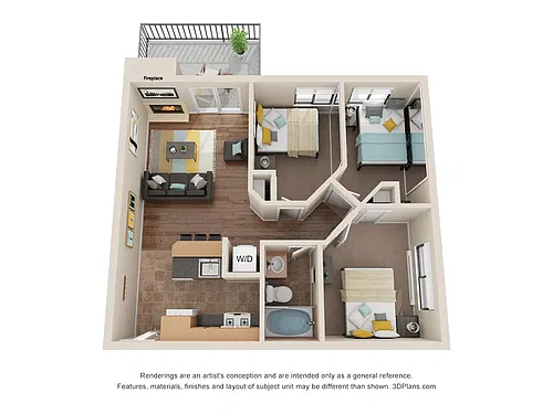 Floor plan 3 Bed 1 Bath 720 sqft