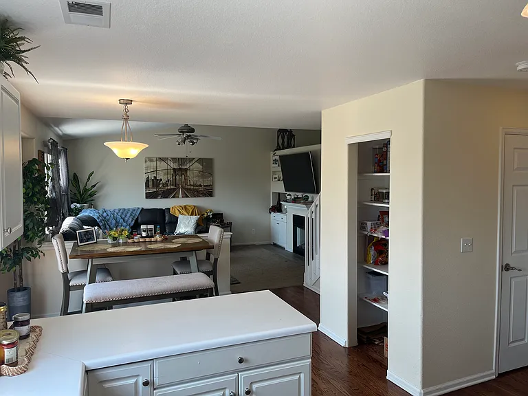 Pantry on the main floor with more storage space in the garage