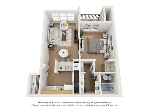 Floor plan 1 Bed / 1 Bath