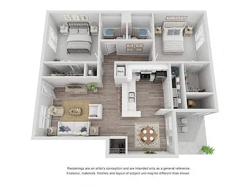 Floor plan LE1 - 2 Bed, 2 Bath