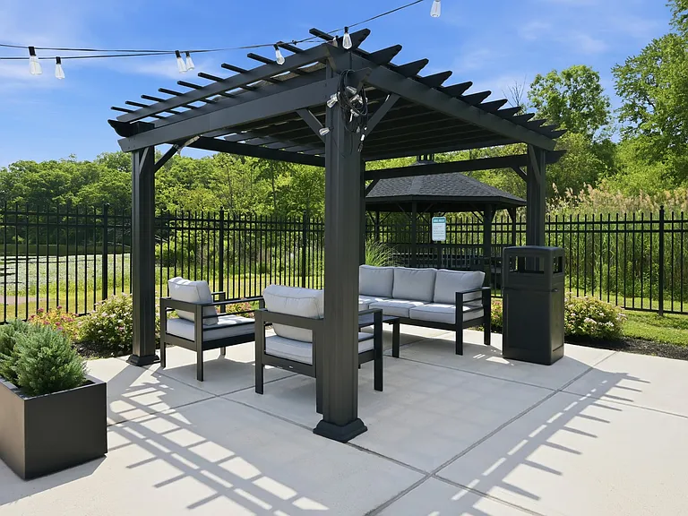 Elevate your outdoor living at Eagle Rock Apartments at Mohegan Lake with our stylish pergola lounge area. Ideal for relaxation and gatherings, this inviting space enhances your lifestyle. Schedule a visit today to learn more!