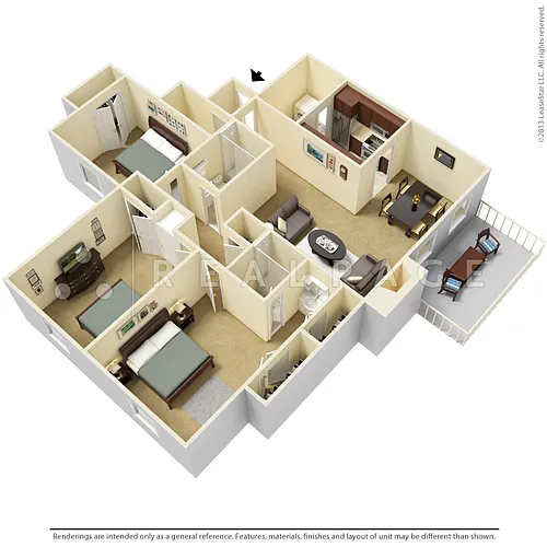Floor plan Three Bedroom, Two Bath