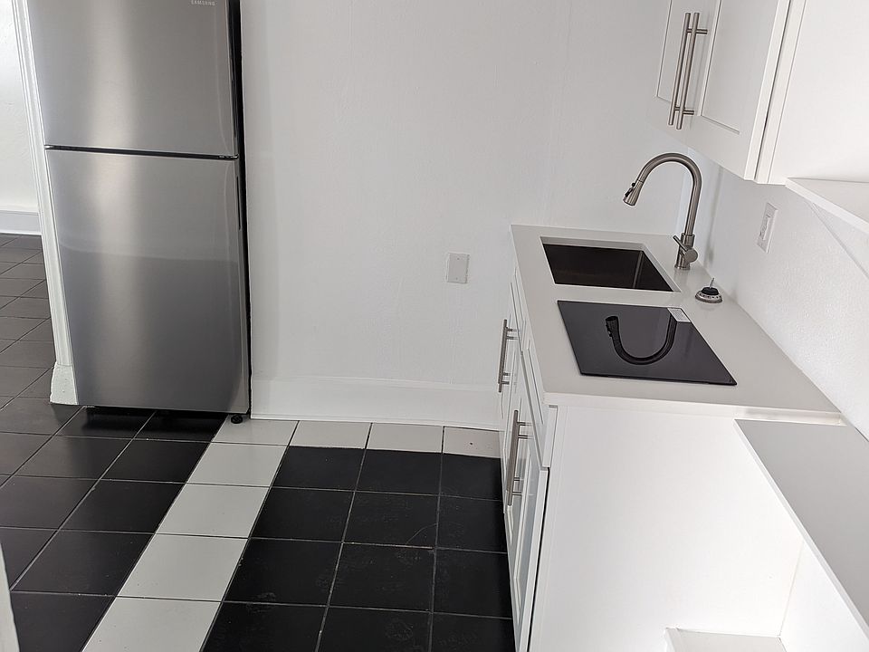 New stainless fridge, induction cooktop, sink. Not pictured - microwave and rolling cart that are provided.