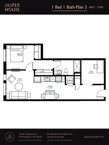 Floor plan 1 Bed 1 Bath Plans 5-8