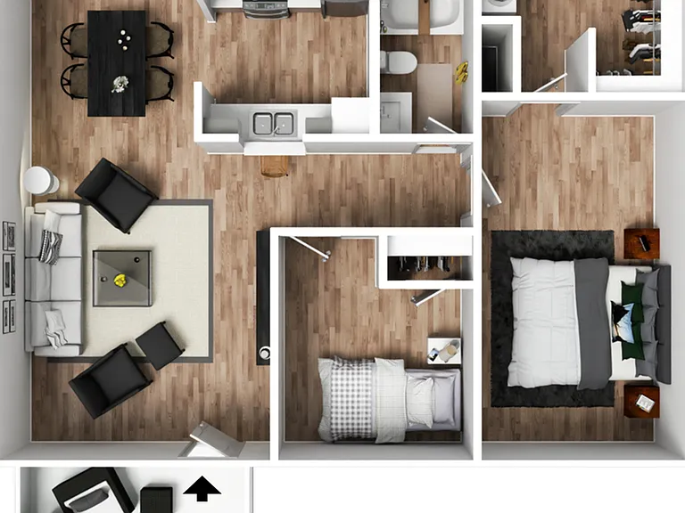 Two Bedroom 1 Bathroom Floorplan Two Bedroom 1 Bathroom Floorplan