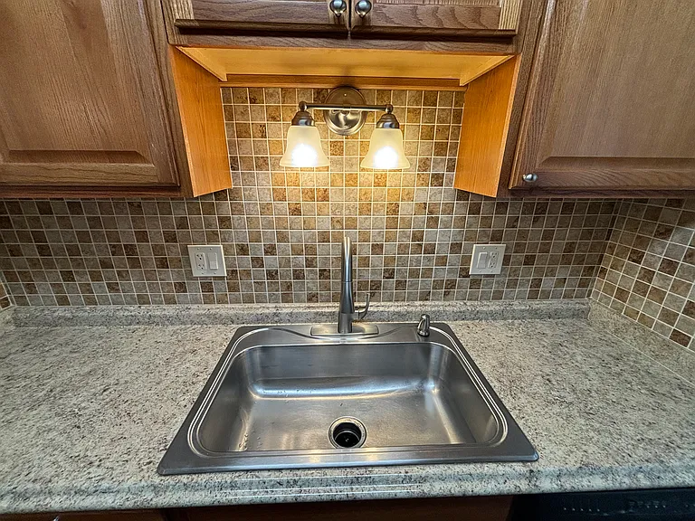 Farm sink with upgraded faucet