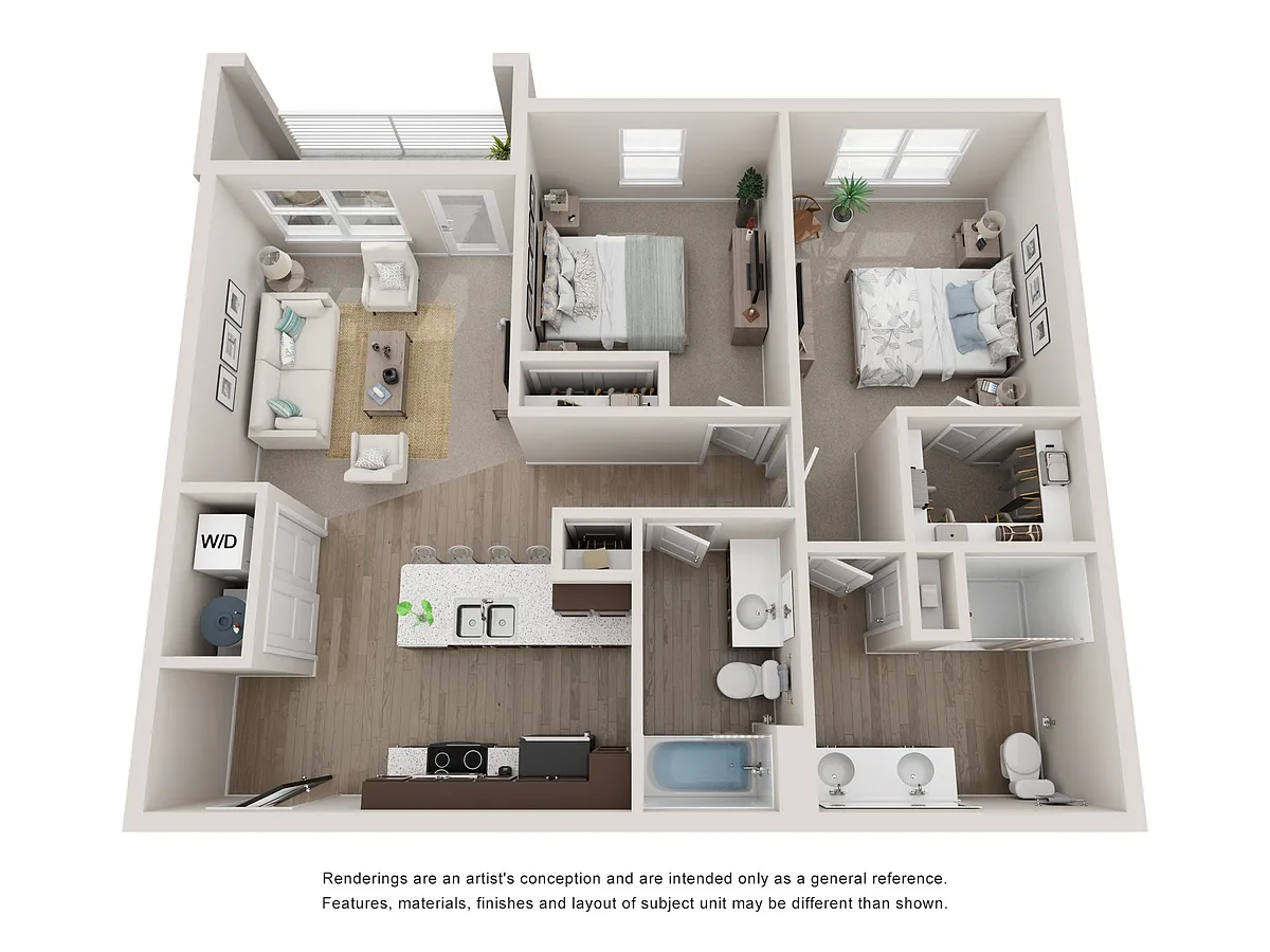 Floor plan Two Bed, Two Bathroom B