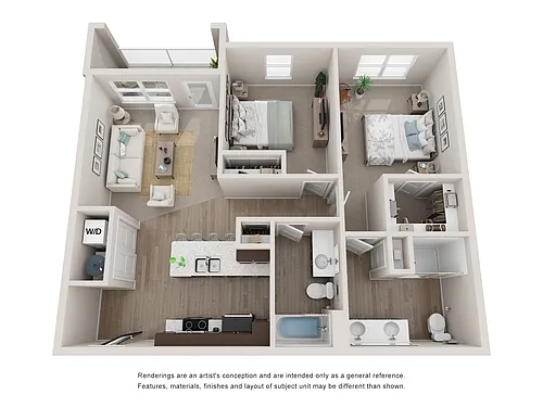 Floor plan Two Bed, Two Bathroom B