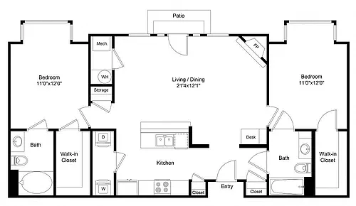 Floor plan Lincoln Two Bedroom
