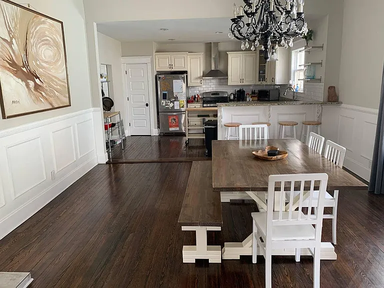 Dining and kitchen seen from the living room