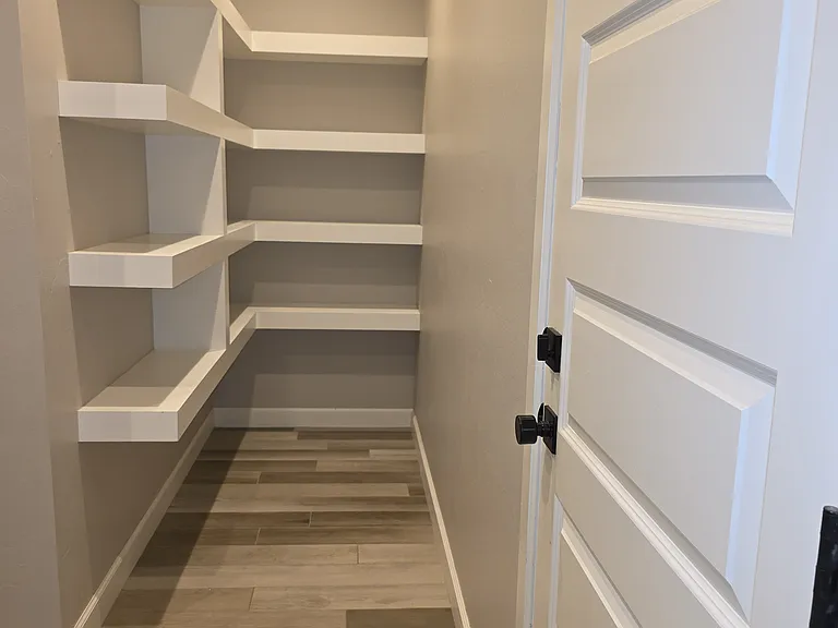 The shelves are great storage space