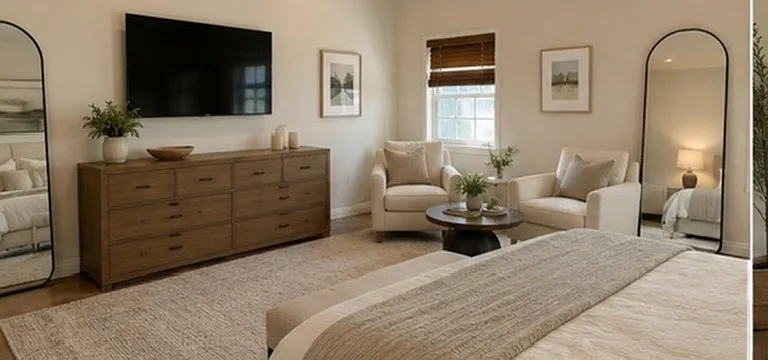 Primary bedroom furnished. note:
This house is unfurnished.