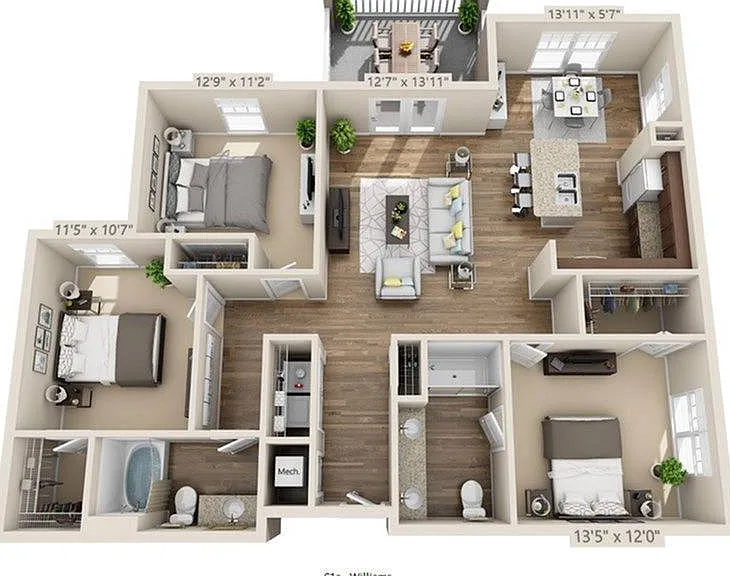 3 Bedroom | 2 Bath | 1435 SF 3 Bedroom | 2 Bath | 1435 SF