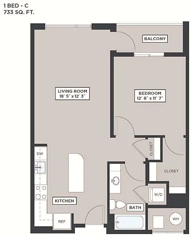 Floor plan 1 Bed - C