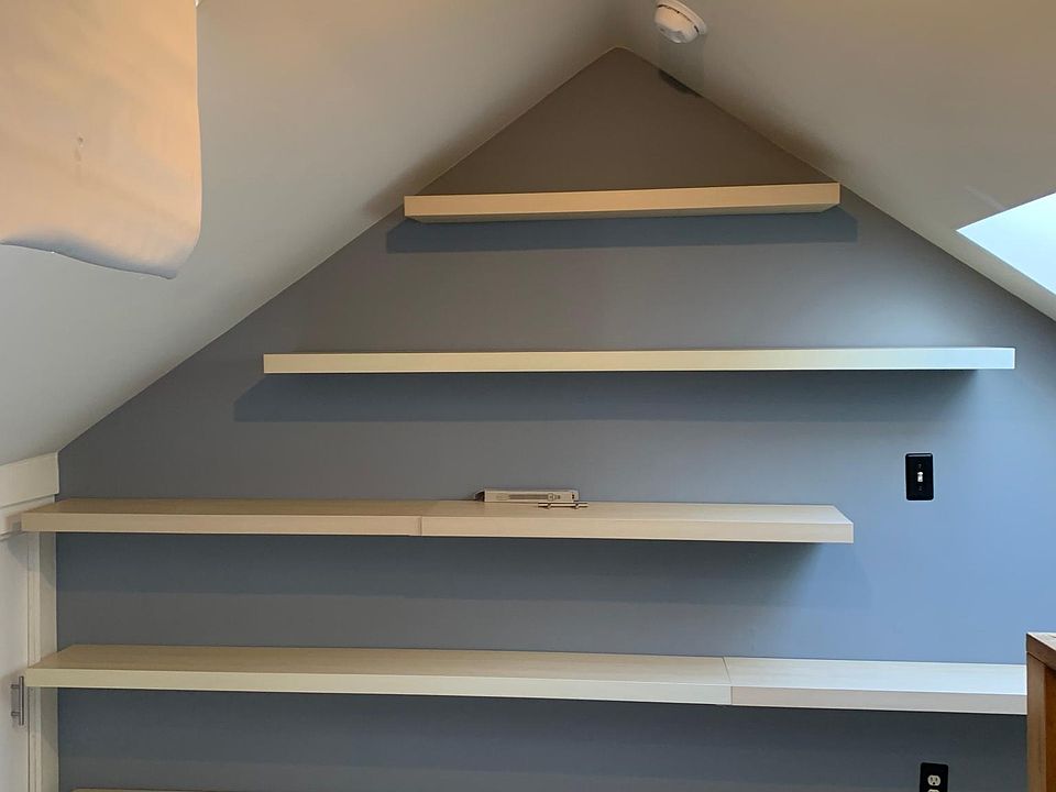 Built in shelves in loft bedroom.