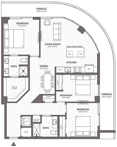 Floor plan 3 Bed-2 Bath-F.1