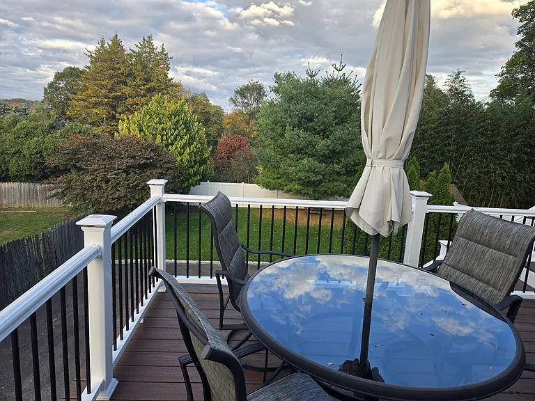 Brand new deck overlooking back yard