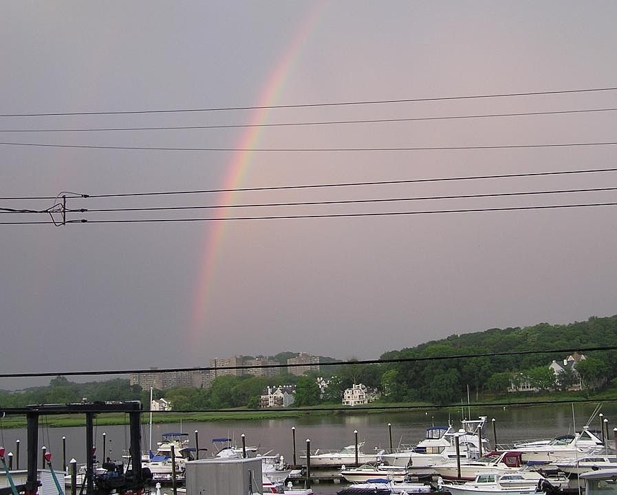 View from apartment windows across river