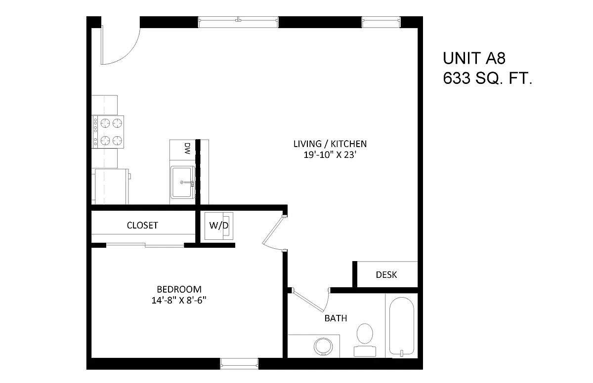 Floor plan 1 bedroom 1 bath