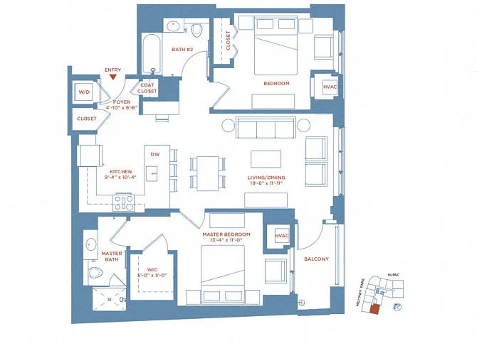Floor plan 2 Bed/2 Bath